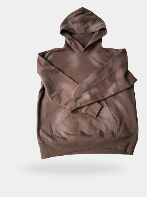 Brązowa bluza cieniowana z dużym kapturem vintage Y2K - widok z przodu