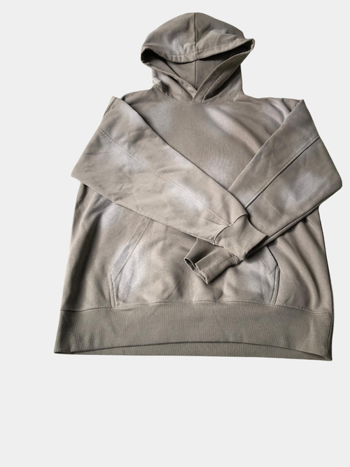 Beżowa bluza z cieniowanymi przetarciami i kapturem Y2K vintage