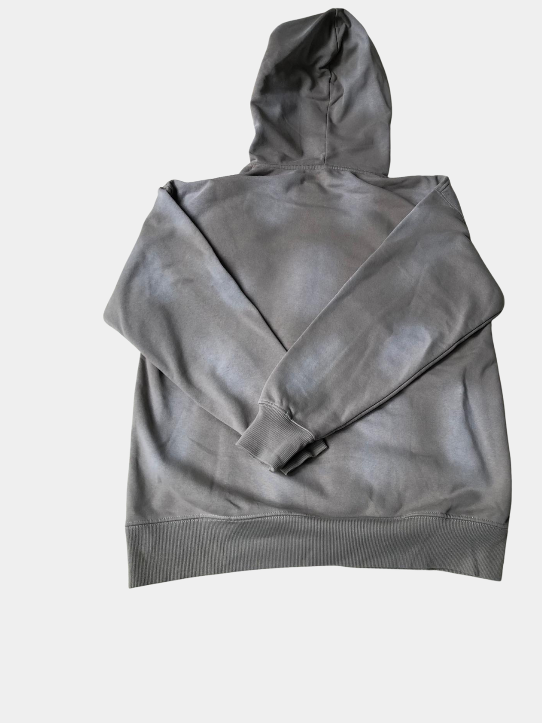 Beżowa bluza z cieniowanymi przetarciami i kapturem Y2K vintage