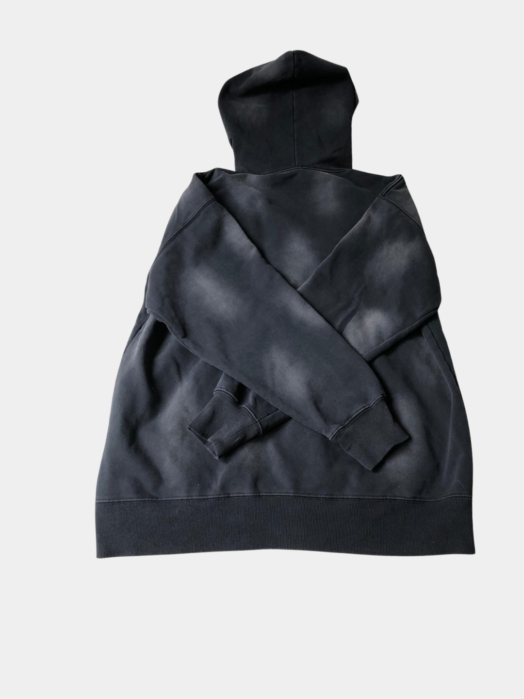 Czarna bluza z cieniowanymi przetarciami i kapturem vintage Y2K