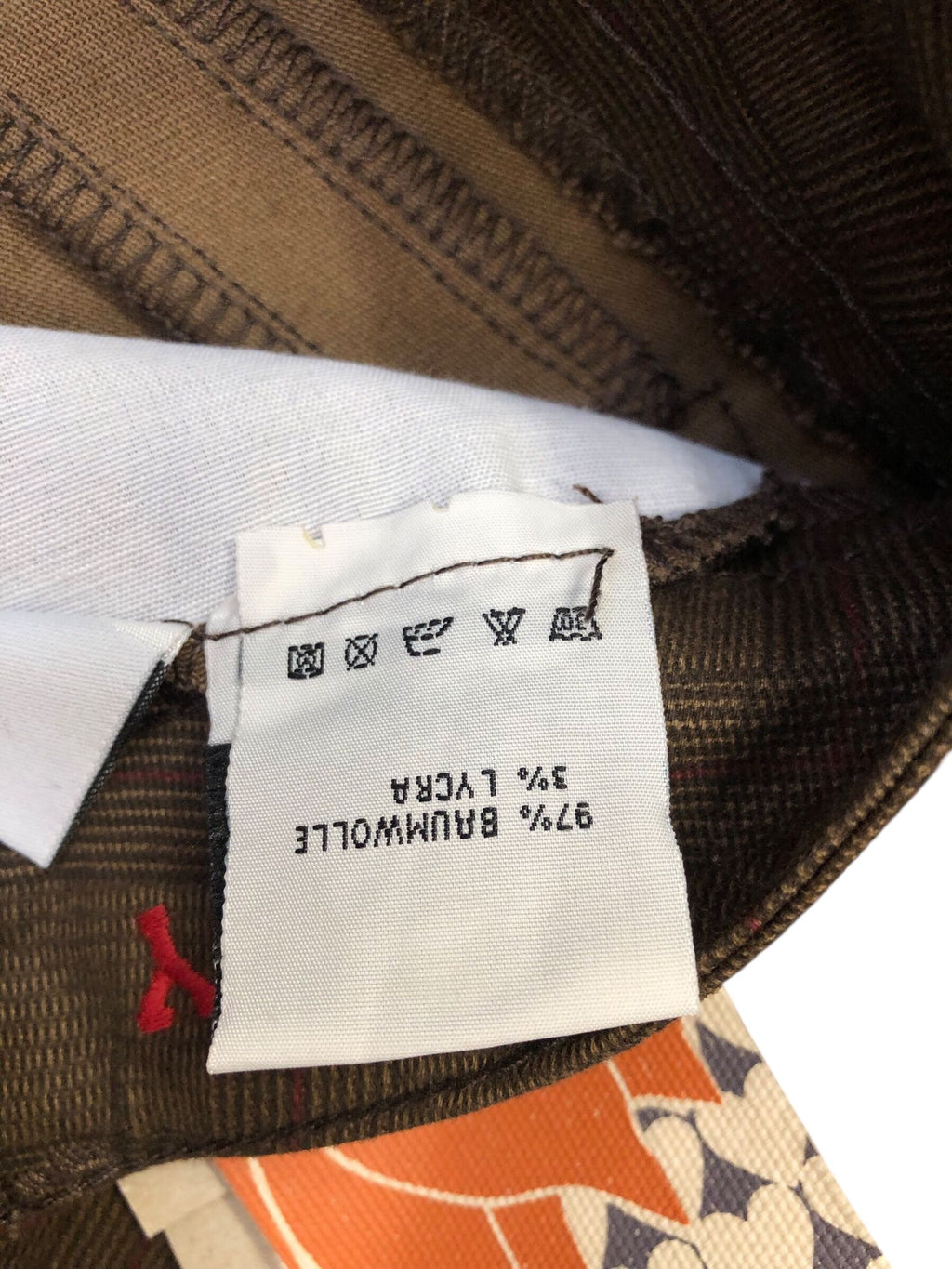 Brązowe bawełniane elegancko sportowe spodnie na kant z niskim stanem Y2K.